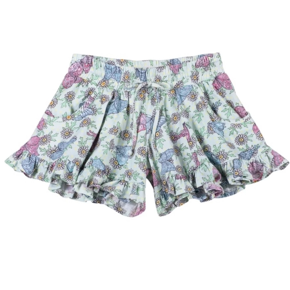 PAPER WINGS ORGANIC 💯 Cotton Butterfly Daisy Polka Dot Ruffle Shorts Sz 6